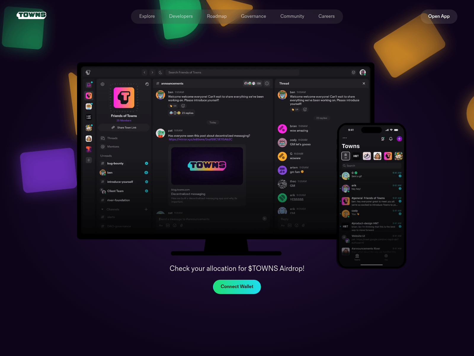 Screenshot of airdrop.towns.rest
