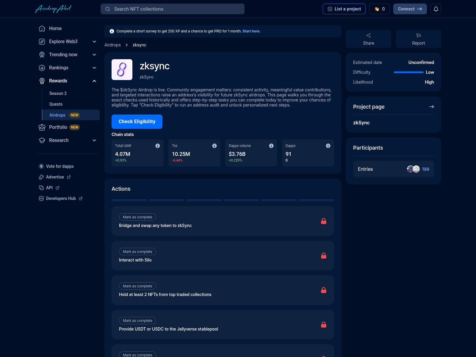 Screenshot of zksync.airdropsalert.sbs