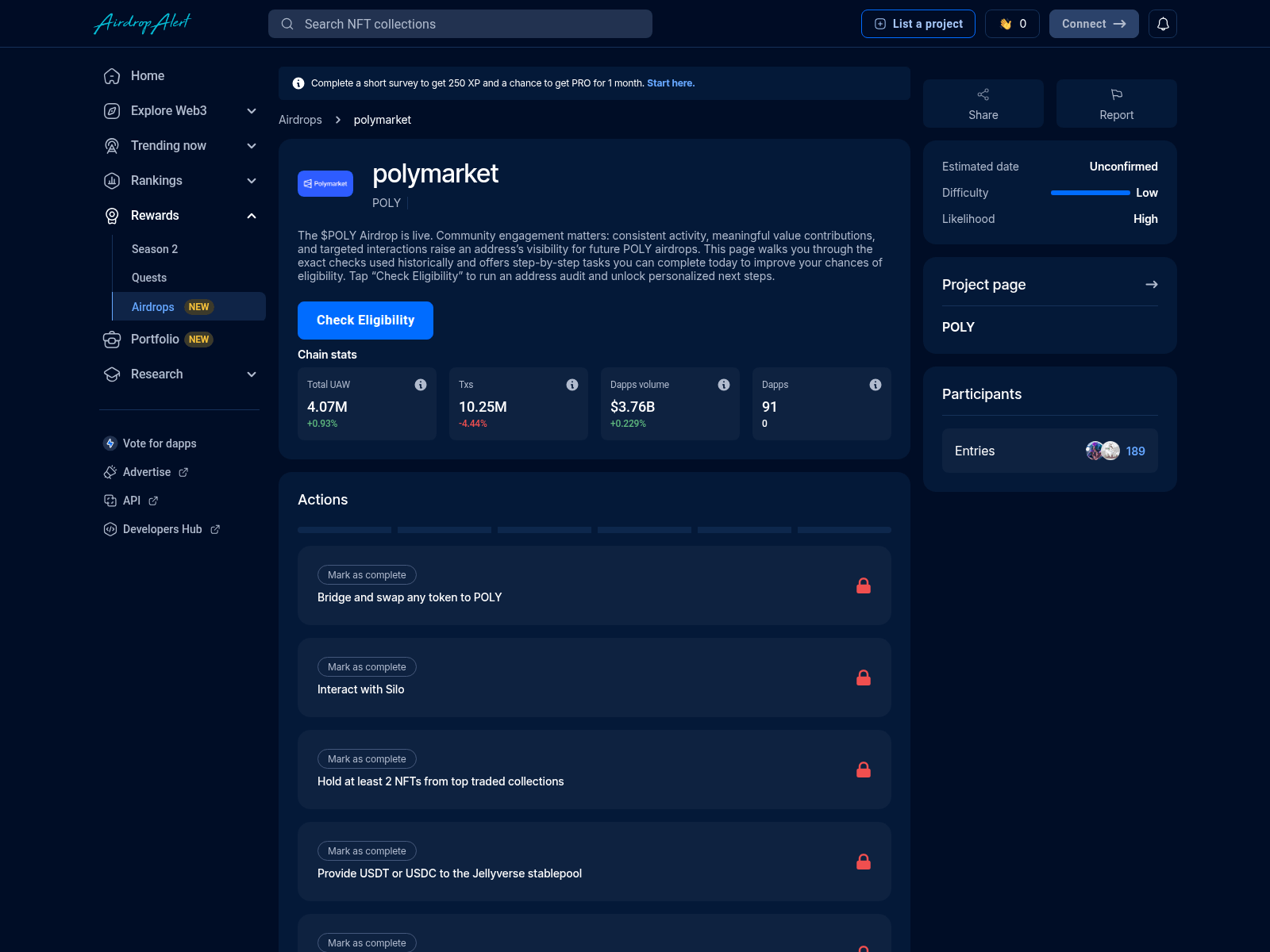 Screenshot of polymarket.portal-drops.dev