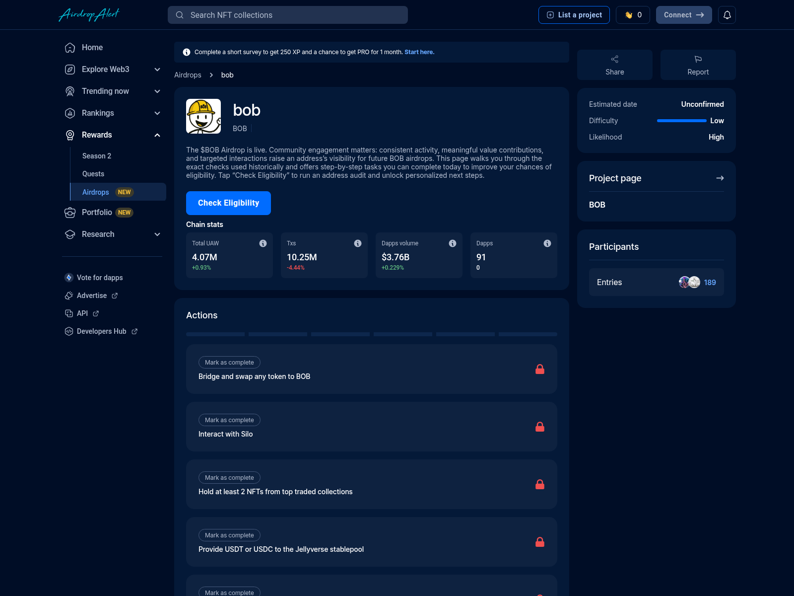 Screenshot of bob.portal-drops.dev
