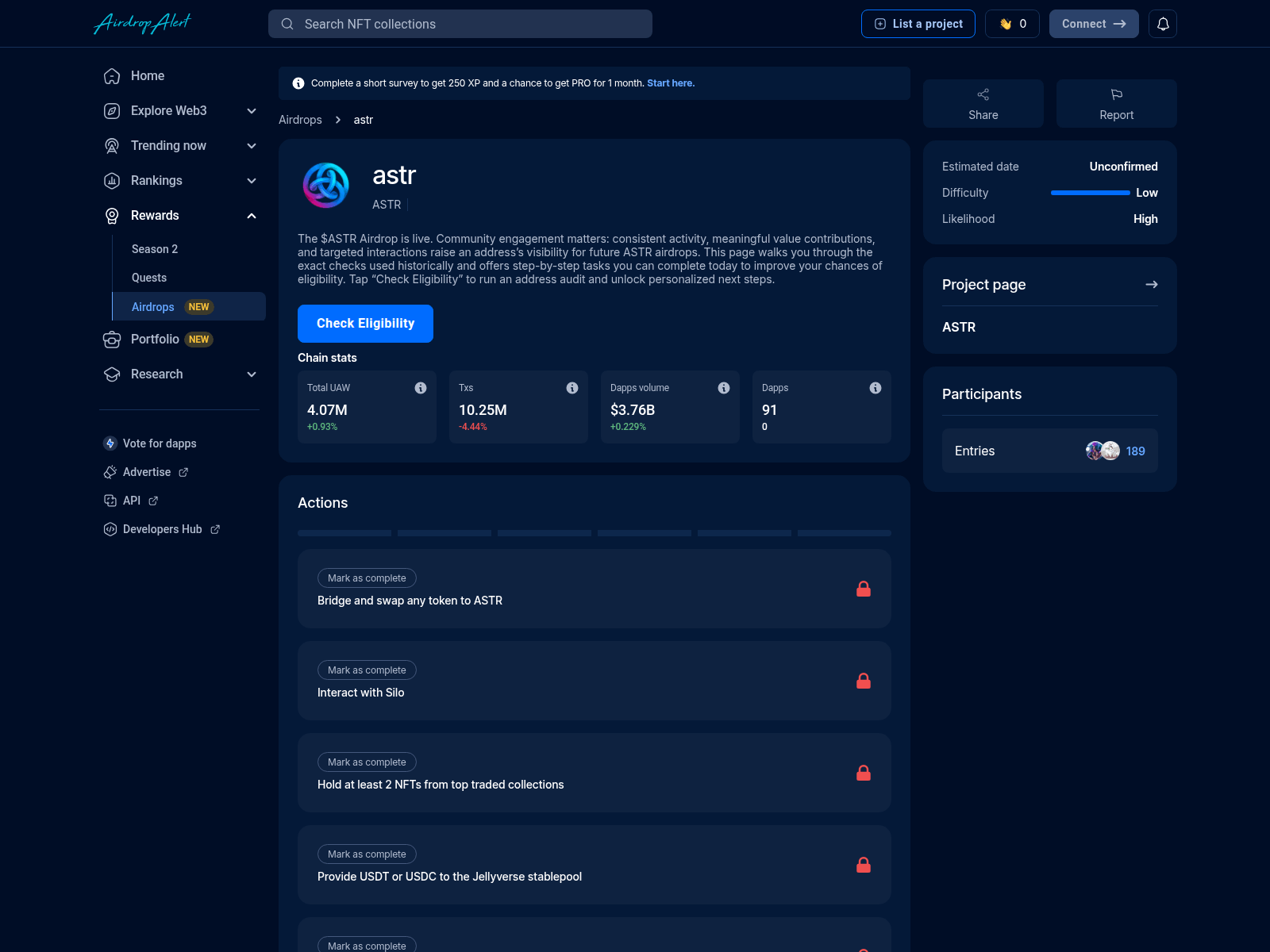Screenshot of astr.airdropsalert.sbs