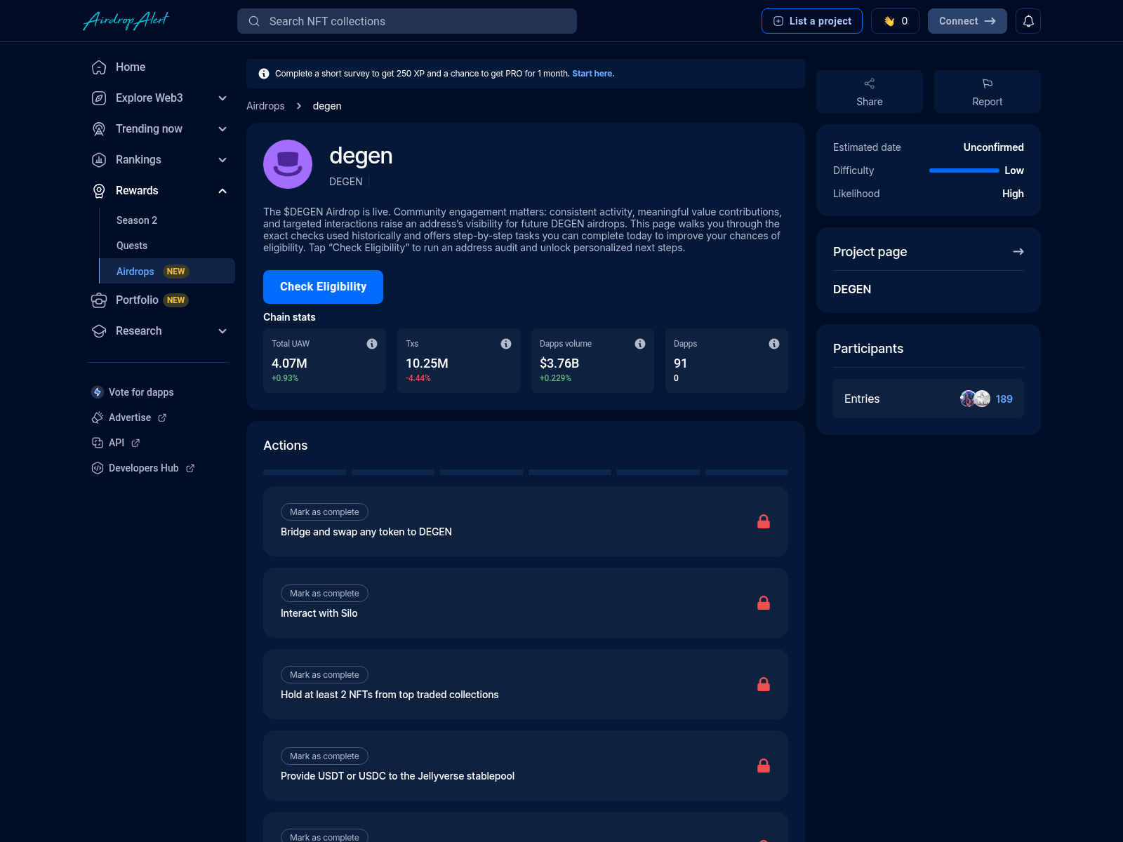 Screenshot of degen.portal-drops.dev
