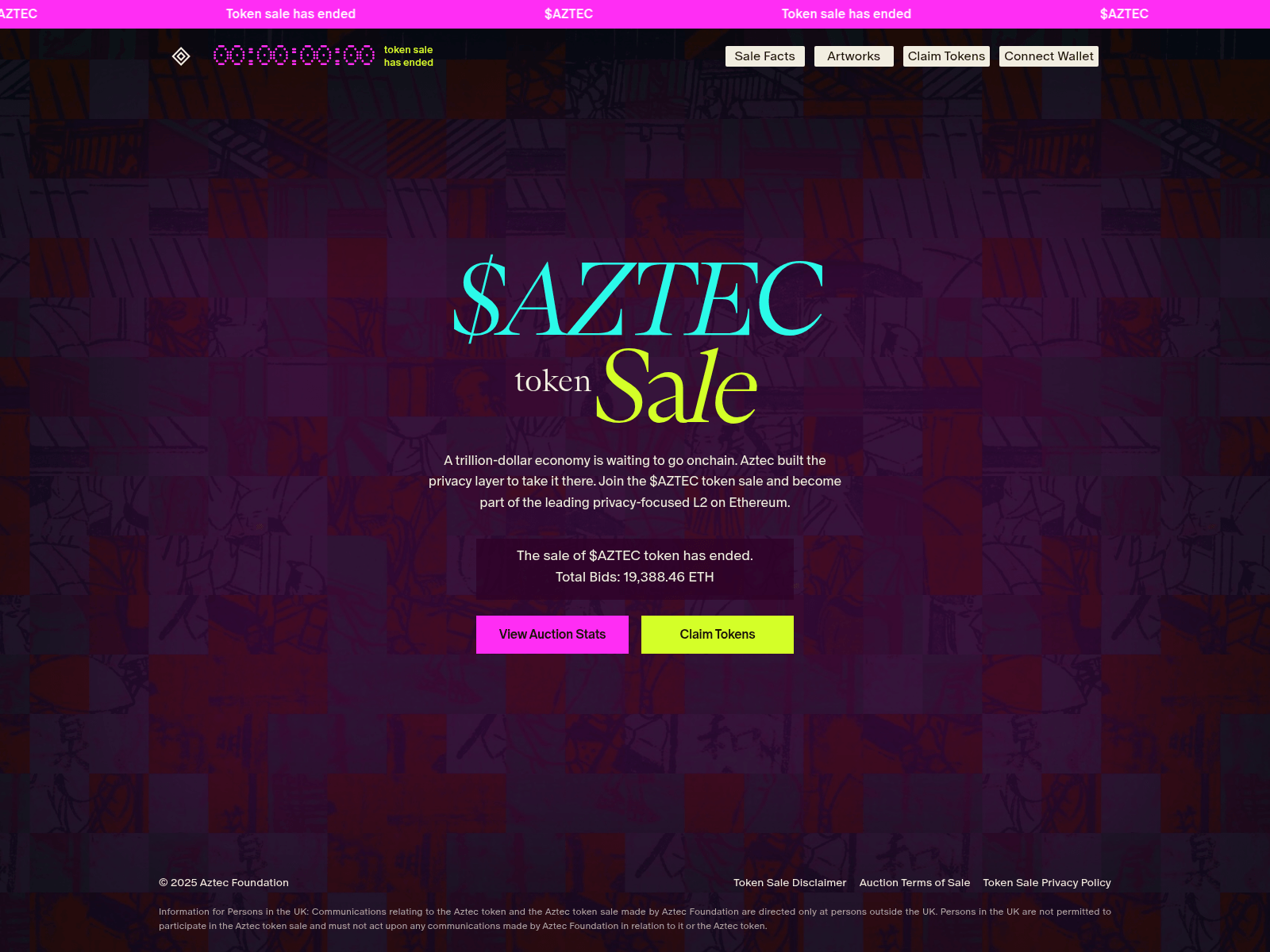 Screenshot of aztec.fund