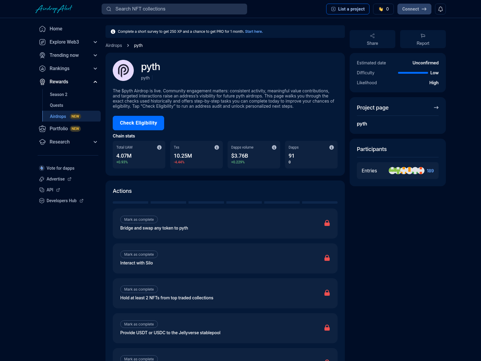 Screenshot of pyth.airdrpsalerts.sbs