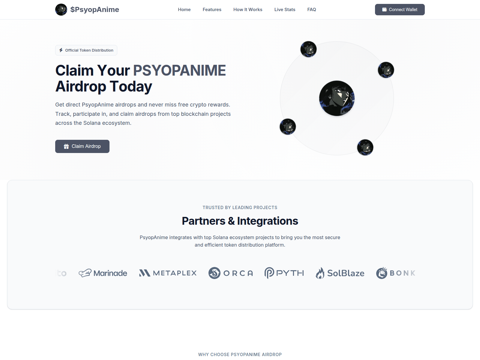Screenshot of psyopanimecoin.run