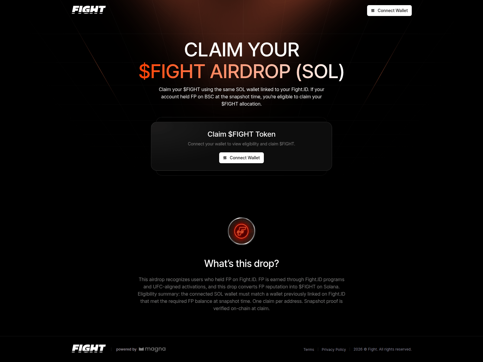 Screenshot of airdrop.fight.foundation