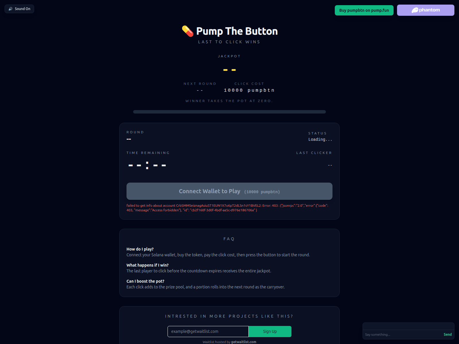 Screenshot of www.pumpthebutton.lol