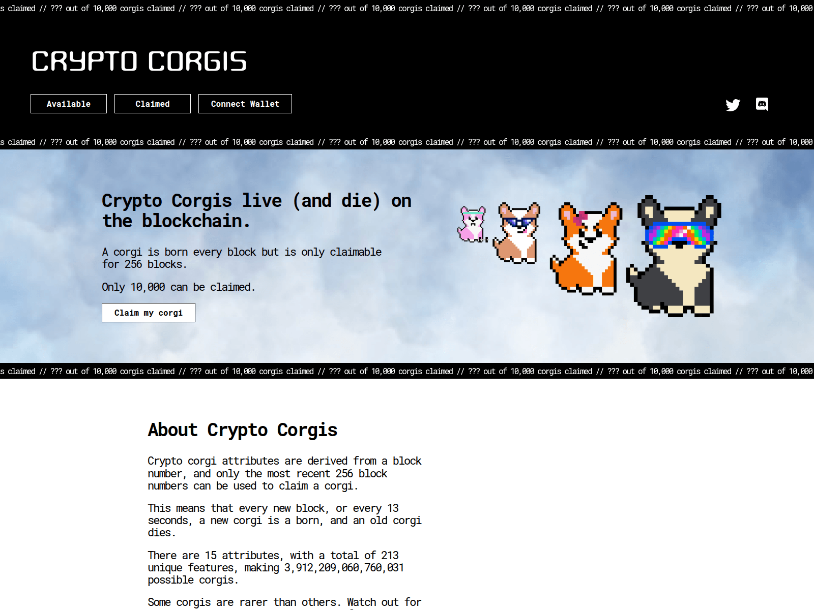 Screenshot of cryptocorgis.co